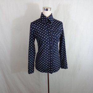 👁️3 for $20 NAVY BLUE WHITE SILKY POLKA DOT SHIRT XL YAXUAN